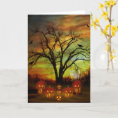 Het Wenskaart van de Nacht van Halloween Kaart (Gele Bloem)