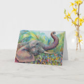 Het Wenskaart van de olifant Kaart (Gele Bloem)