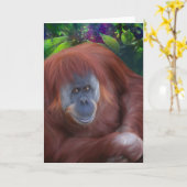 Het Wenskaart van de orangoetan Kaart (Gele Bloem)