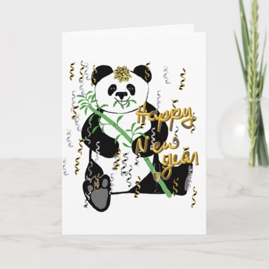 Het Wenskaart van de Panda van het nieuwjaar Feestdagen Kaart (Voorkant)