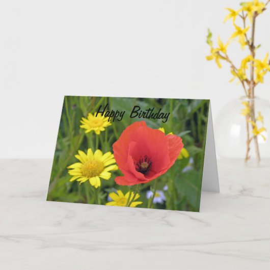 Het Wenskaart van de papaver Kaart (Gele Bloem)