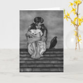 Het wenskaart van de Raaf van het Dak Kaart (Gele Bloem)