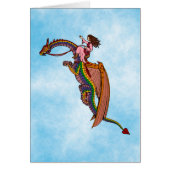 Het Wenskaart van de Rainbow Dragon Riding (Voorkant)