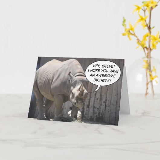 Het Wenskaart van de Rinoceros van de douane Kaart (Gele Bloem)