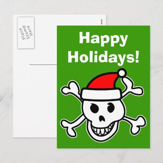 Het wenskaart van de schedelKerstmis van de Feestdagenkaart (Voorkant / Achterkant)