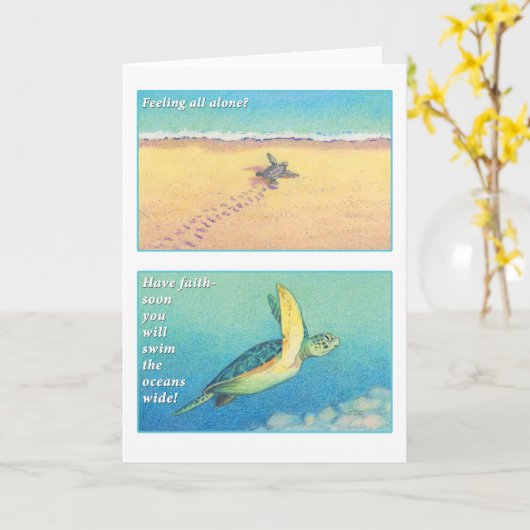 Het wenskaart van de Schildpad van het Zee Kaart (Gele Bloem)