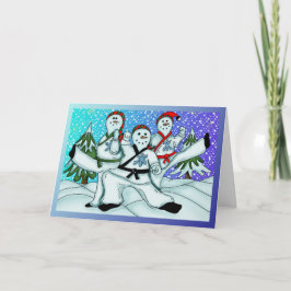 Het Wenskaart van de Sneeuwmannen van Kerstmis van Feestdagen Kaart