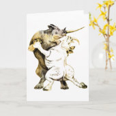 Het Wenskaart van de Tango van rinocerossen Kaart (Gele Bloem)