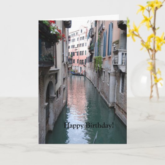 Het Wenskaart van de verjaardag met Venetië, Kaart (Gele Bloem)