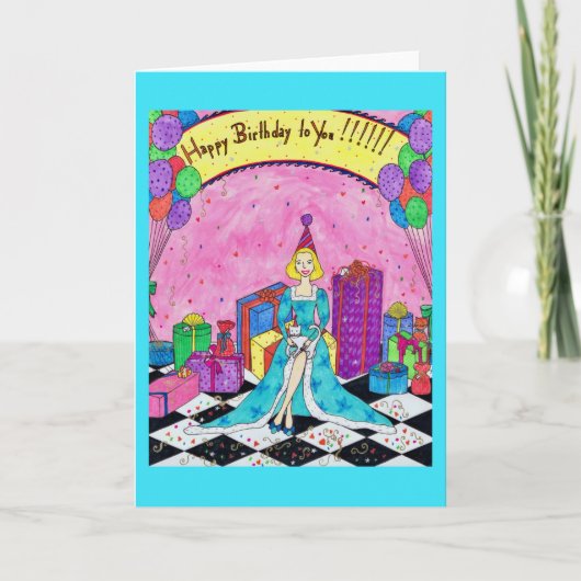 Het Wenskaart van de verjaardag met Vrouw, Kaart (Voorkant)