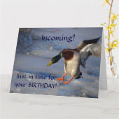 Het Wenskaart van de Verjaardag van de Eend van de Kaart (Gele Bloem)