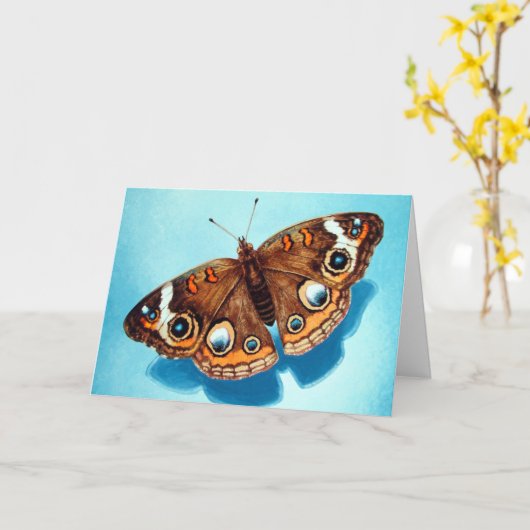 Het Wenskaart van de Vlinder van Buckeye Kaart (Gele Bloem)