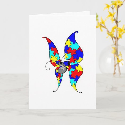 Het Wenskaart van de Vlinder van het autisme Kaart (Gele Bloem)