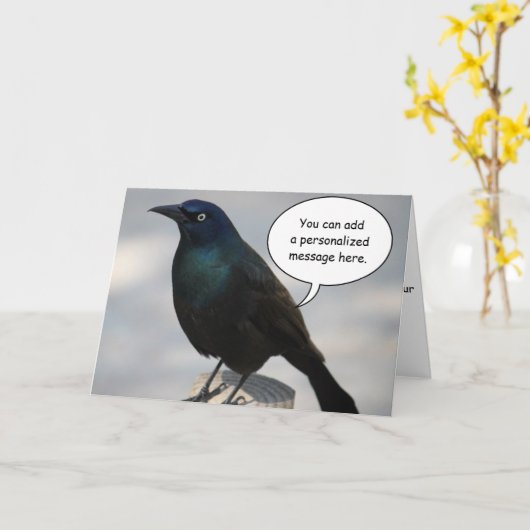 Het Wenskaart van de Vogel van Grackle Kaart (Gele Bloem)