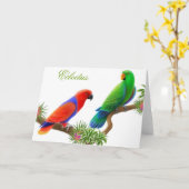 Het Wenskaart van de Vogels van Eclectus Kaart (Gele Bloem)
