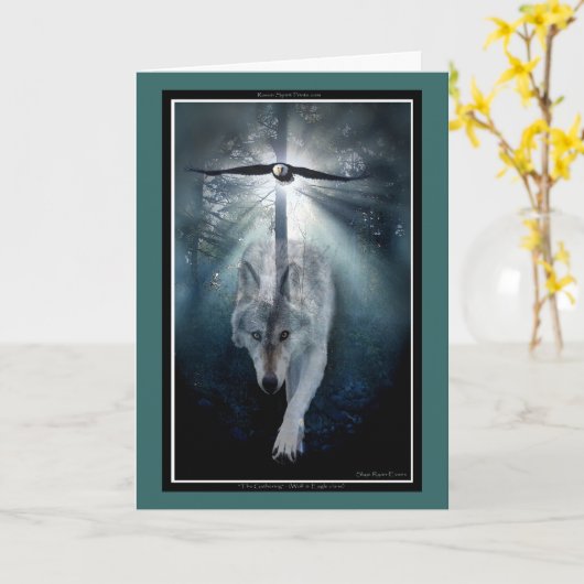 Het Wenskaart van de VREDE van de wolf & van het Kaart (Gele Bloem)