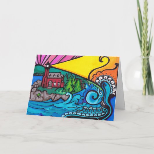 Het Wenskaart van de Vuurtoren van de Haven van Kaart (Voorkant)