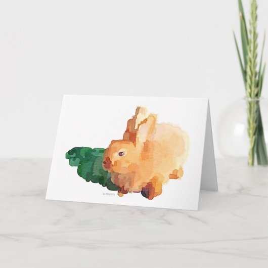 Het Wenskaart van de Waterverf van het Konijn van Kaart (Voorkant)