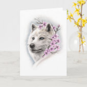 Het Wenskaart van de Wolf van de Bloesem van de Kaart (Gele Bloem)