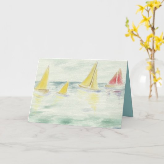 Het Wenskaart van de zeilboot Kaart (Gele Bloem)