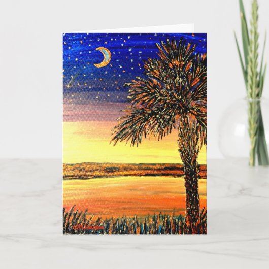 Het Wenskaart van de Zonsondergang van Palmetto Kaart (Voorkant)