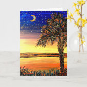 Het Wenskaart van de Zonsondergang van Palmetto Kaart (Gele Bloem)