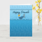 Het Wenskaart van Diwali met Lamp Kaart (Gele Bloem)