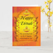 Het Wenskaart van Diwali met Lampen Kaart (Gele Bloem)