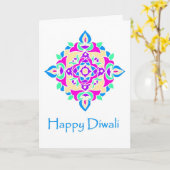 Het Wenskaart van Diwali met Patroon Rangoli Kaart (Gele Bloem)