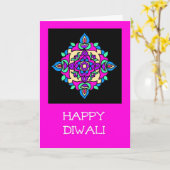 Het Wenskaart van Diwali met Patroon Rangoli Kaart (Gele Bloem)