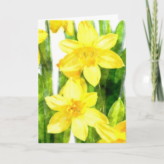 Het Wenskaart van gele narcissen in waterverf Kaart (Voorkant)