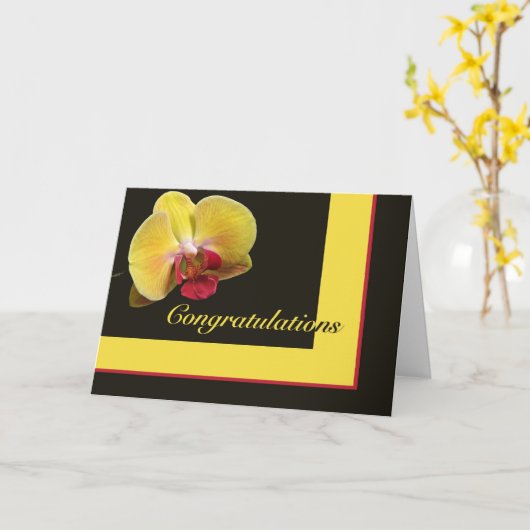 Het Wenskaart van gelukwensen - de Gele Orchidee Kaart (Gele Bloem)