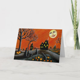 Het Wenskaart van Halloween, heksen, Kaart