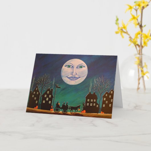 Het Wenskaart van Halloween, heksen, zwarte, kat, Kaart (Gele Bloem)