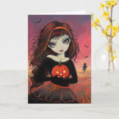 Het Wenskaart van Halloween van de Brand van de Kaart (Gele Bloem)