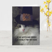 Het Wenskaart van Halloween van de Heks van de kat Kaart (Gele Bloem)