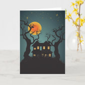 Het Wenskaart van Halloween van het spookhuis Kaart (Gele Bloem)