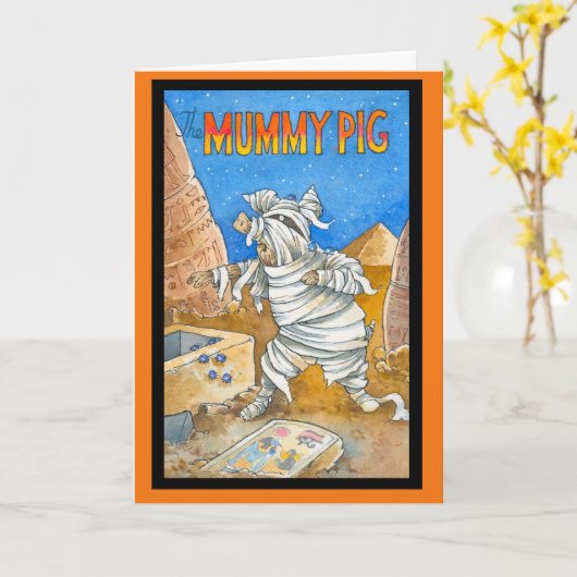 Het wenskaart van Halloween van het Varken van de Kaart (Gele Bloem)