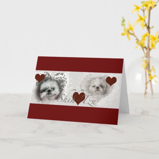 Het Wenskaart van Harten shih-Tzu Kaart (Gele Bloem)