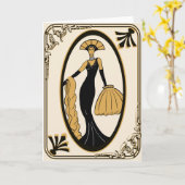 Het wenskaart van het art deco kaart (Gele Bloem)