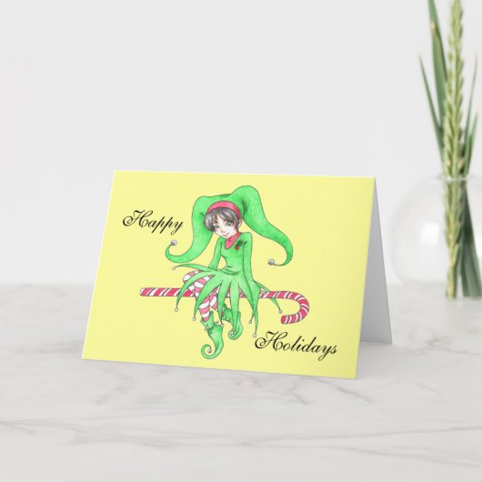 Het Wenskaart van het Elf van het Riet van het Feestdagen Kaart (Voorkant)