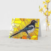 Het Wenskaart van het Glas in lood van de ekster Kaart (Gele Bloem)