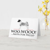 Het Wenskaart van het Hallo van Akita Kaart (Gele Bloem)