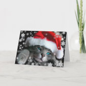 Het wenskaart van het Katje van de kerstman Feestdagen Kaart (Achterkant)