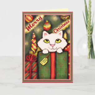 Het Wenskaart van het Katje van Kerstmis Feestdagen Kaart