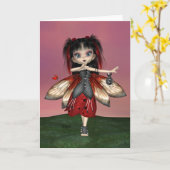 Het Wenskaart van het lieveheersbeestje "van Fae" Kaart (Gele Bloem)