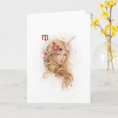 Het Wenskaart van het Meisje van de dierenriem: Kaart (Gele Bloem)