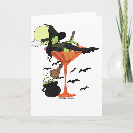Het Wenskaart van het Meisje van Halloween Martini Kaart (Voorkant)