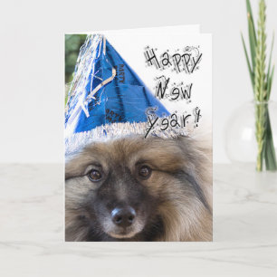 Het wenskaart van het Nieuwjaar van Keeshond Feestdagen Kaart