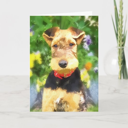 Het Wenskaart van het Puppy van Airedale Terrier Kaart (Voorkant)